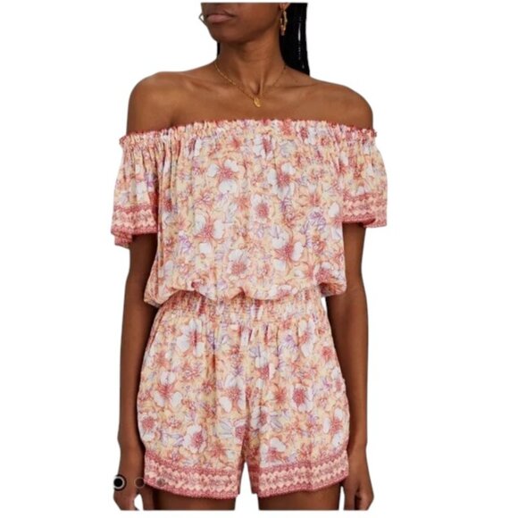NEW Intermix | Poupette St. Barth Camilla Multi Floral Short Romper Sz M - Picture 1 of 11
